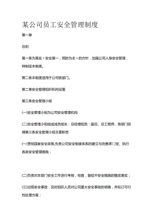 某公司员工安全管理制度全套.docx