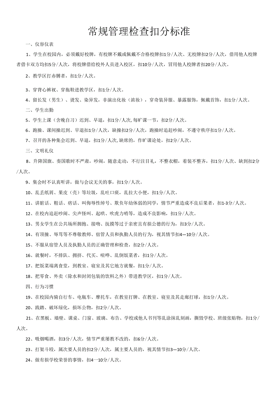 常规管理检查扣分标准.docx_第1页