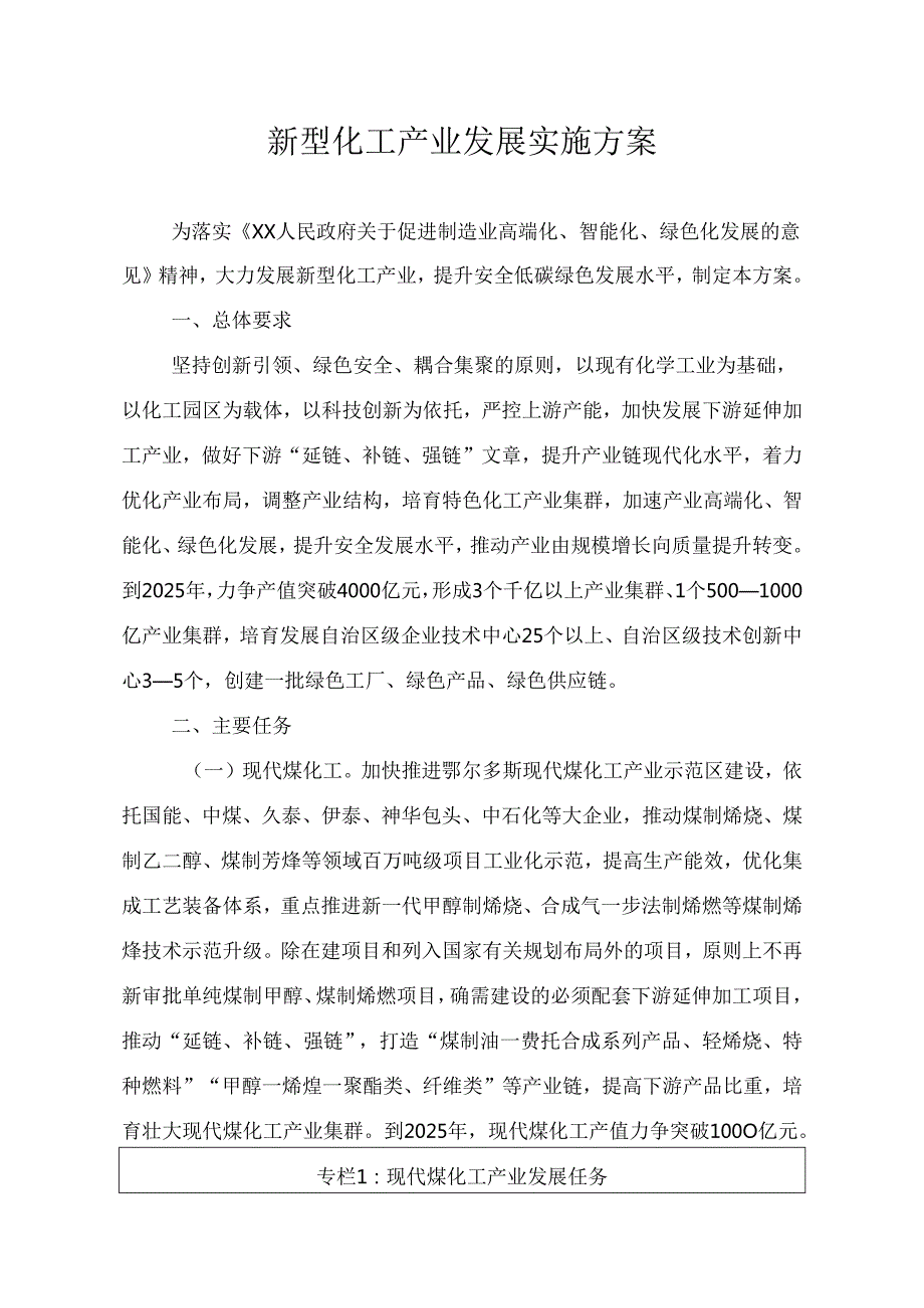 新型化工产业发展实施方案.docx_第1页