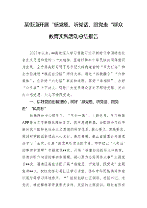 某街道开展“感党恩、听党话、跟党走”群众教育实践活动总结报告.docx