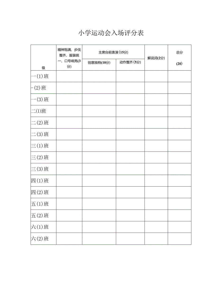 小学运动会入场评分表.docx_第1页