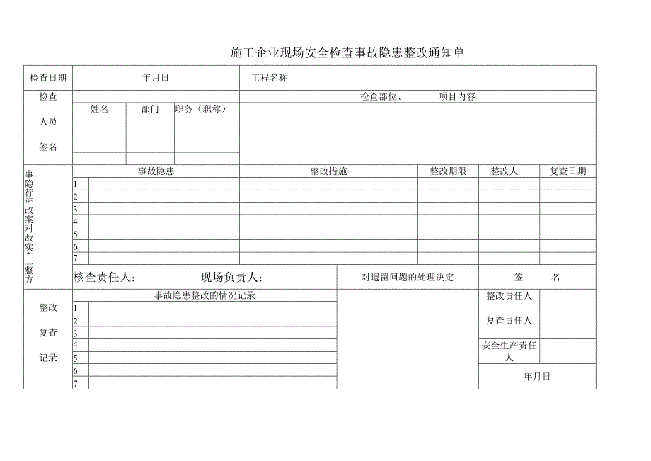 施工企业现场安全检查事故隐患整改通知单.docx_第1页