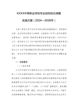 中等职业学校专业结构优化调整实施方案（2024—2026年）.docx