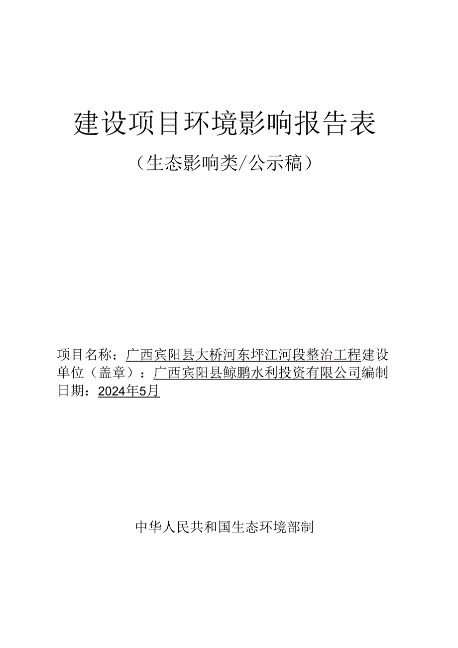 广西宾阳县大桥东圩江河段整治工程环境影响评价报告.docx_第1页