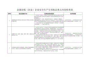 金属冶炼（冶金）企业安全生产专项执法重点内容检查表.docx