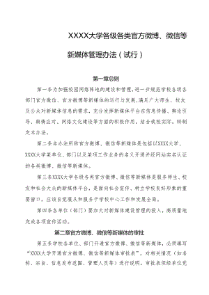 大学各级各类官方微博、微信等新媒体管理办法（试行）.docx