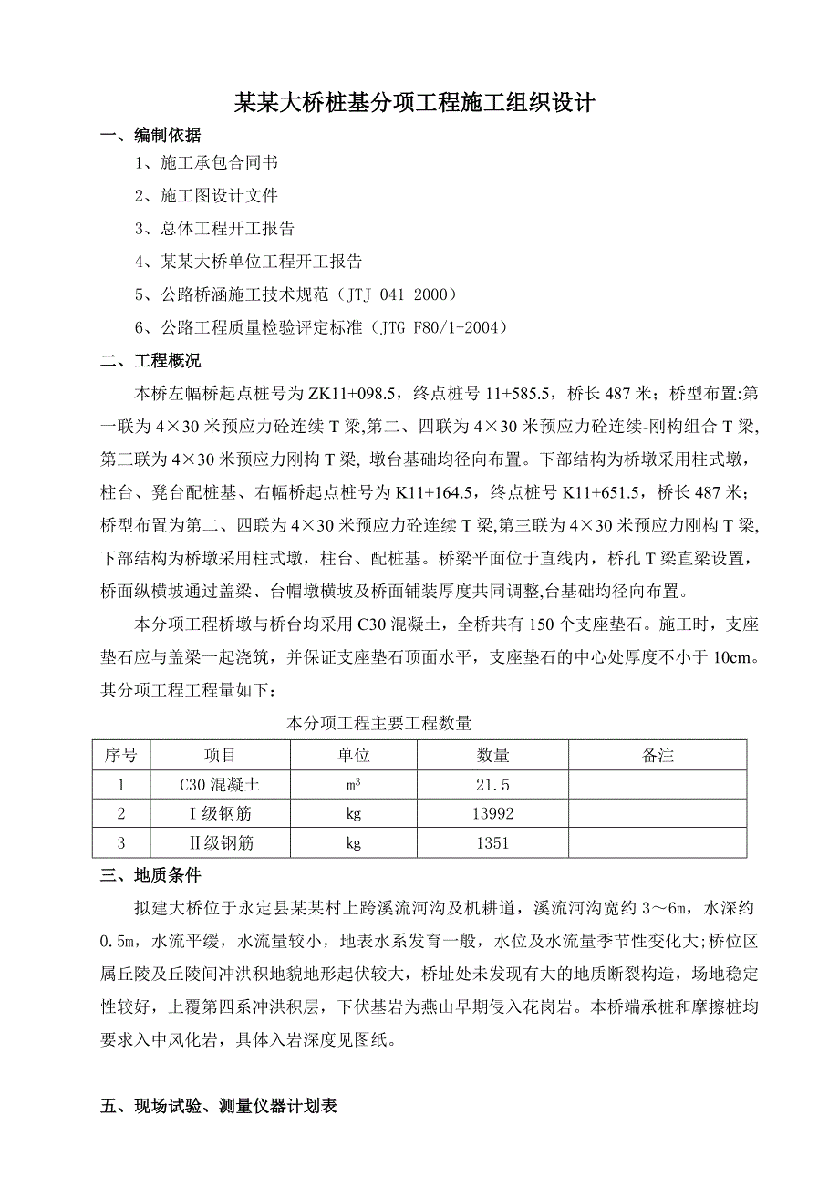 张屋坝大桥桩基项工程施工组织设计.doc_第1页