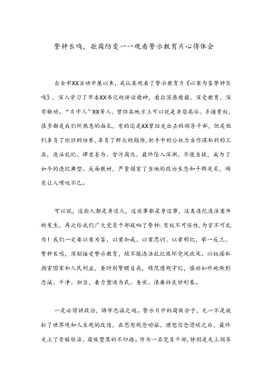 警钟长鸣拒腐防变——观看警示教育片心得体会.docx