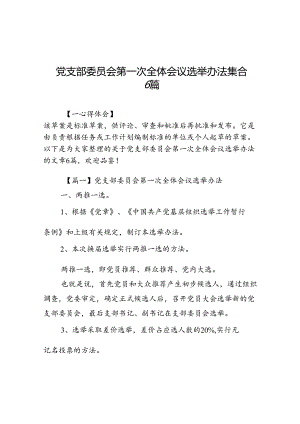 党支部委员会第一次全体会议选举办法集合6篇.docx