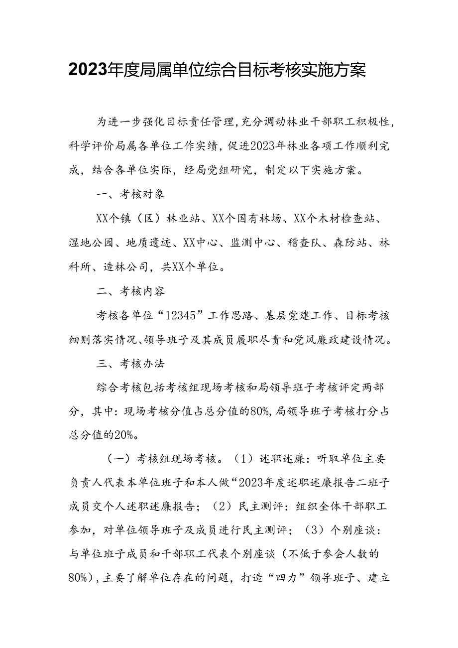 2023年度局属单位综合目标考核实施方案.docx_第1页