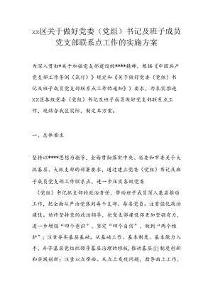 xx区关于做好党委（党组）书记及班子成员党支部联系点工作的实施方案.docx