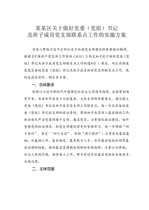 某某区关于做好党委（党组）书记及班子成员党支部联系点工作的实施方案.docx