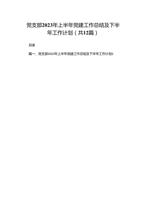 党支部2023年上半年党建工作总结及下半年工作计划12篇供参考.docx