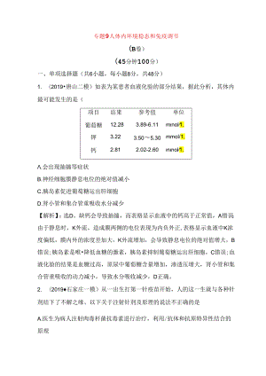 专题测试练习题 人体内环境稳态和免疫调节.docx