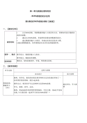 信息技术《初识WPS表格》教学设计.docx