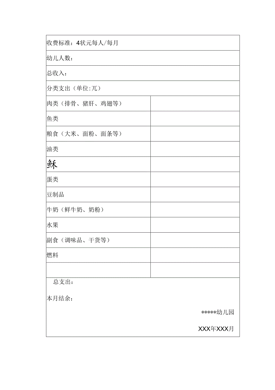 幼儿园各类伙食收支公布明细表(内含4表).docx_第3页