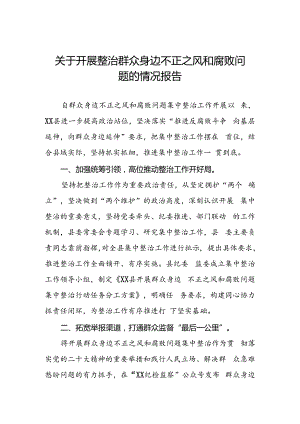 推动群众身边不正之风和腐败问题集中整治的情况报告.docx