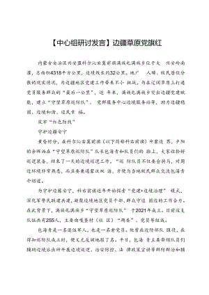 【中心组研讨发言】边疆草原党旗红.docx