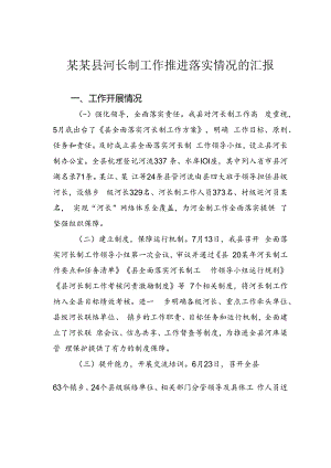 某某县河长制工作推进落实情况的汇报.docx