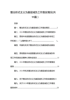 整治形式主义为基层减负工作落实情况11篇（优选）.docx