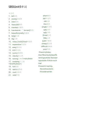 SBS1-Unit5-单词.docx