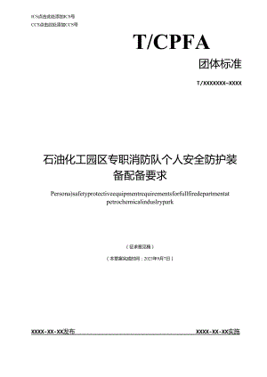 《石油化工园区专职消防队个人安全防护装备配备要求》.docx