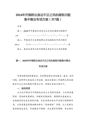 2024年开展群众身边不正之风和腐败问题集中整治专项方案范文精选(7篇).docx