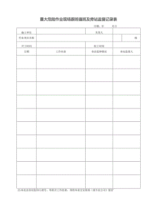 重大危险作业现场跟班值班及旁站监督记录表.docx