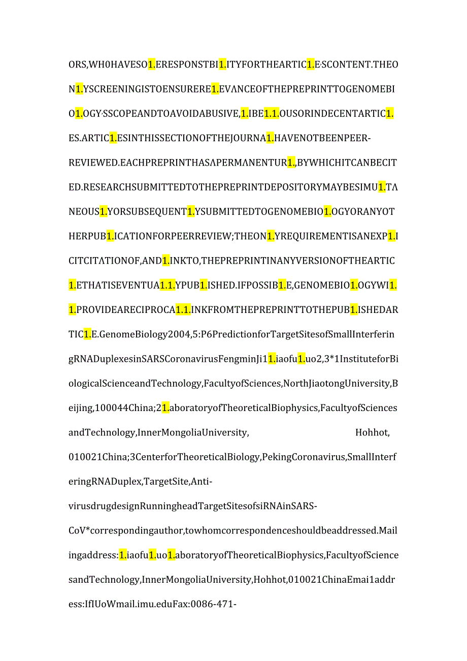 Prediction for Target Sites of Small Interfering RNA Duplexes in SARS Coronavirus.docx_第2页