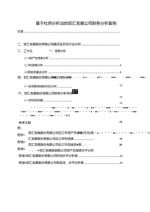 【《基于杜邦分析法的双汇发展公司财务分析案例（附报表）》13000字】.docx