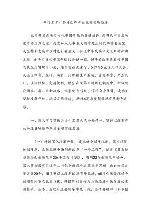 研讨发言：坚持改革开放振兴县域经济.docx