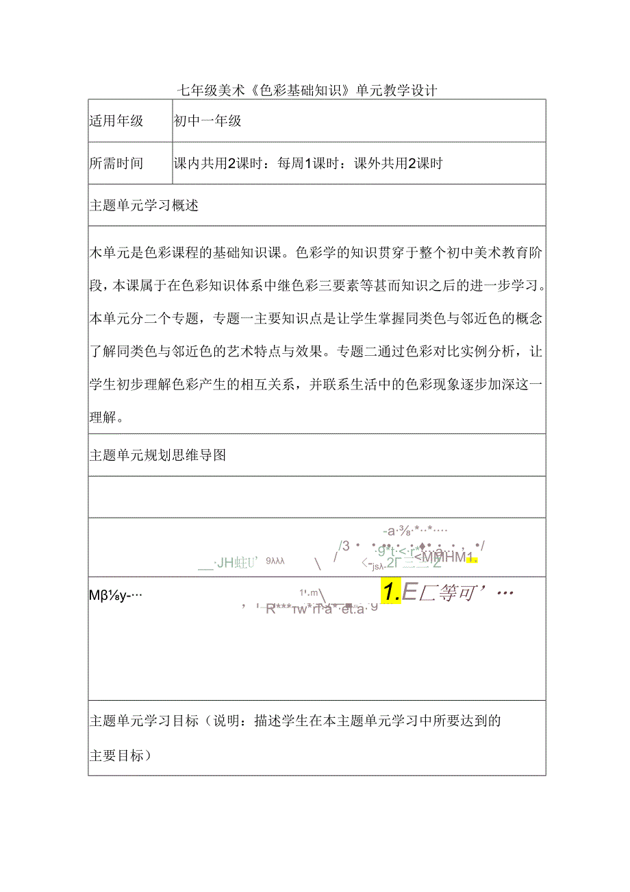 七年级美术《色彩基础知识》单元教学设计（9页）.docx_第1页