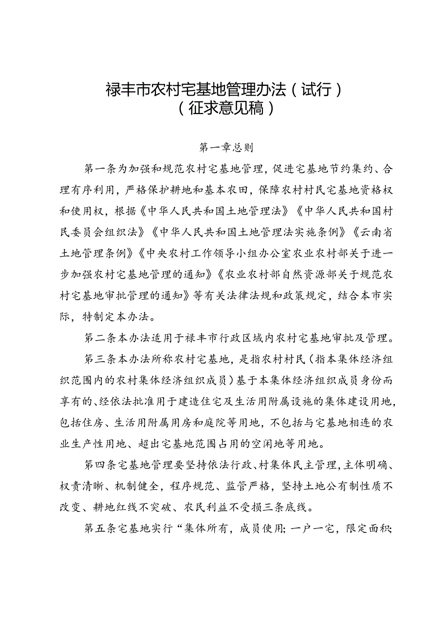 禄丰市农村宅基地管理办法（试行）.docx_第1页