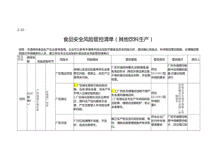 食品安全风险管控清单（其他饮料生产）.docx