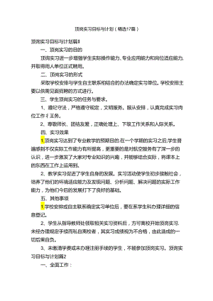 顶岗实习目标与计划（精选17篇）.docx