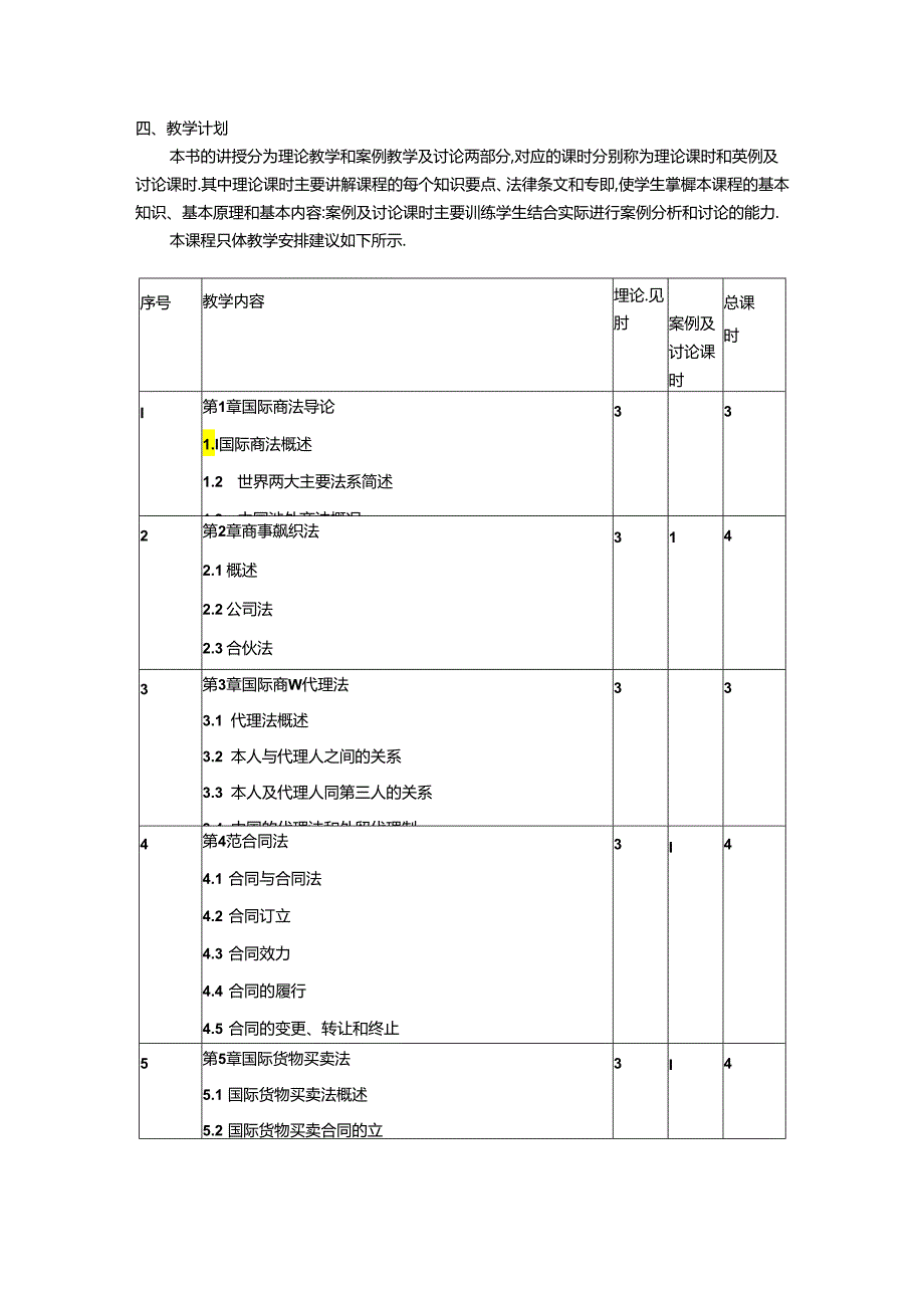 国际商法(李秀芳第三版)教学计划(48学时).docx_第2页