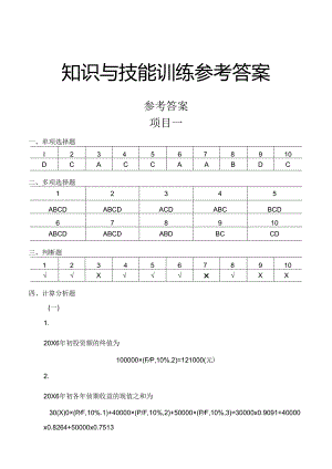 财务管理实务（第2版）习题答案.docx