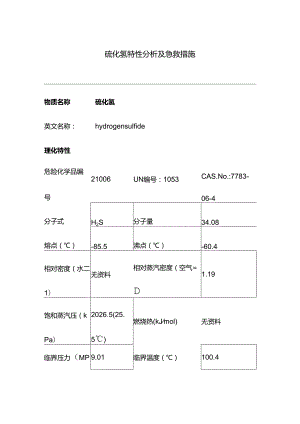 硫化氢特性分析及急救措施.docx