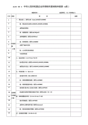 A100000中华人民共和国企业所得税年度纳税申报表.docx
