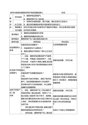 6.2 绿色植物的呼吸 教案（北京课改版七年级下）.docx