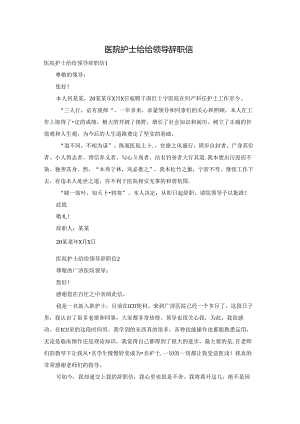 医院护士给给领导辞职信.docx