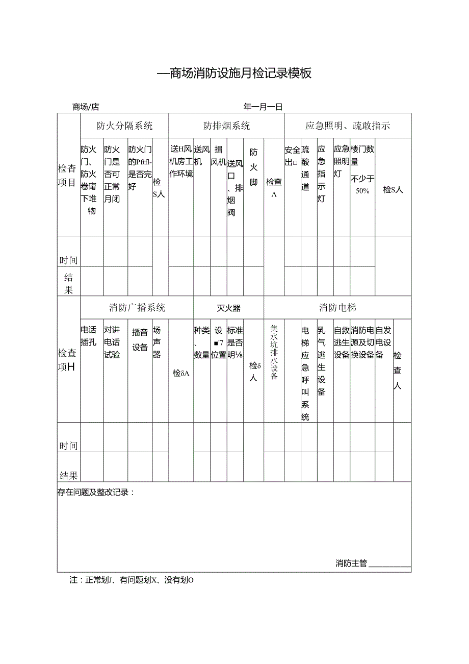 ____商场消防设施月检记录模板.docx_第1页