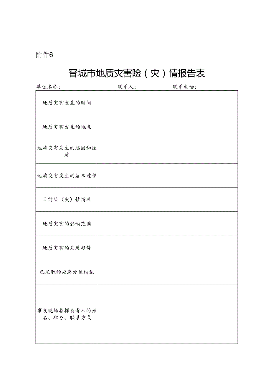 晋城市地质灾害险（灾）情报告表.docx_第1页