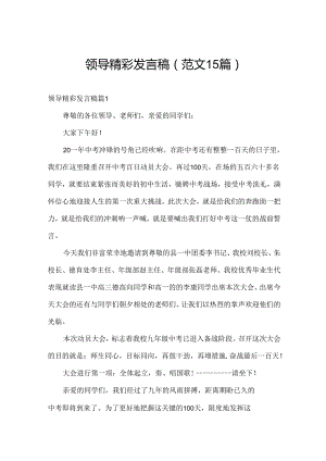 领导精彩发言稿（范文15篇）.docx