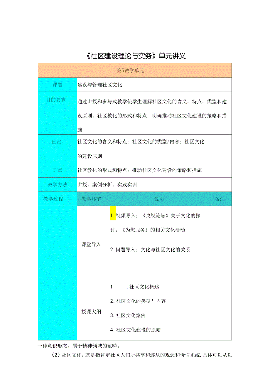 《建设与管理社区文化》单元讲义(精).docx_第1页