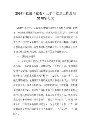 2024年党组(党委)上半年党建工作总结3370字范文.docx