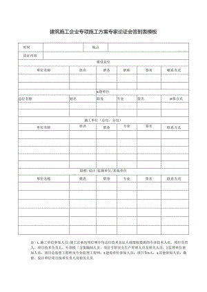 建筑施工企业专项施工方案专家论证会签到表模板.docx