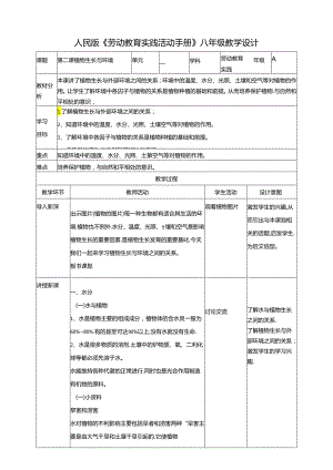 人民版综合实践活动劳动与技术八上 1.2《植物生长与环境》教案.docx