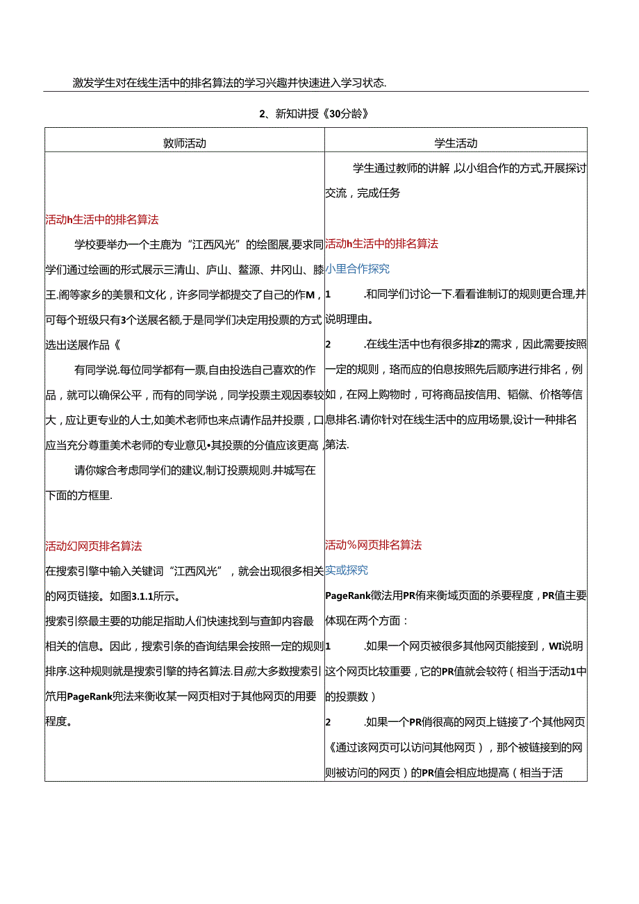 3.1在线生活中的排名算法 教学设计 电子工业版 五年级下册.docx_第2页