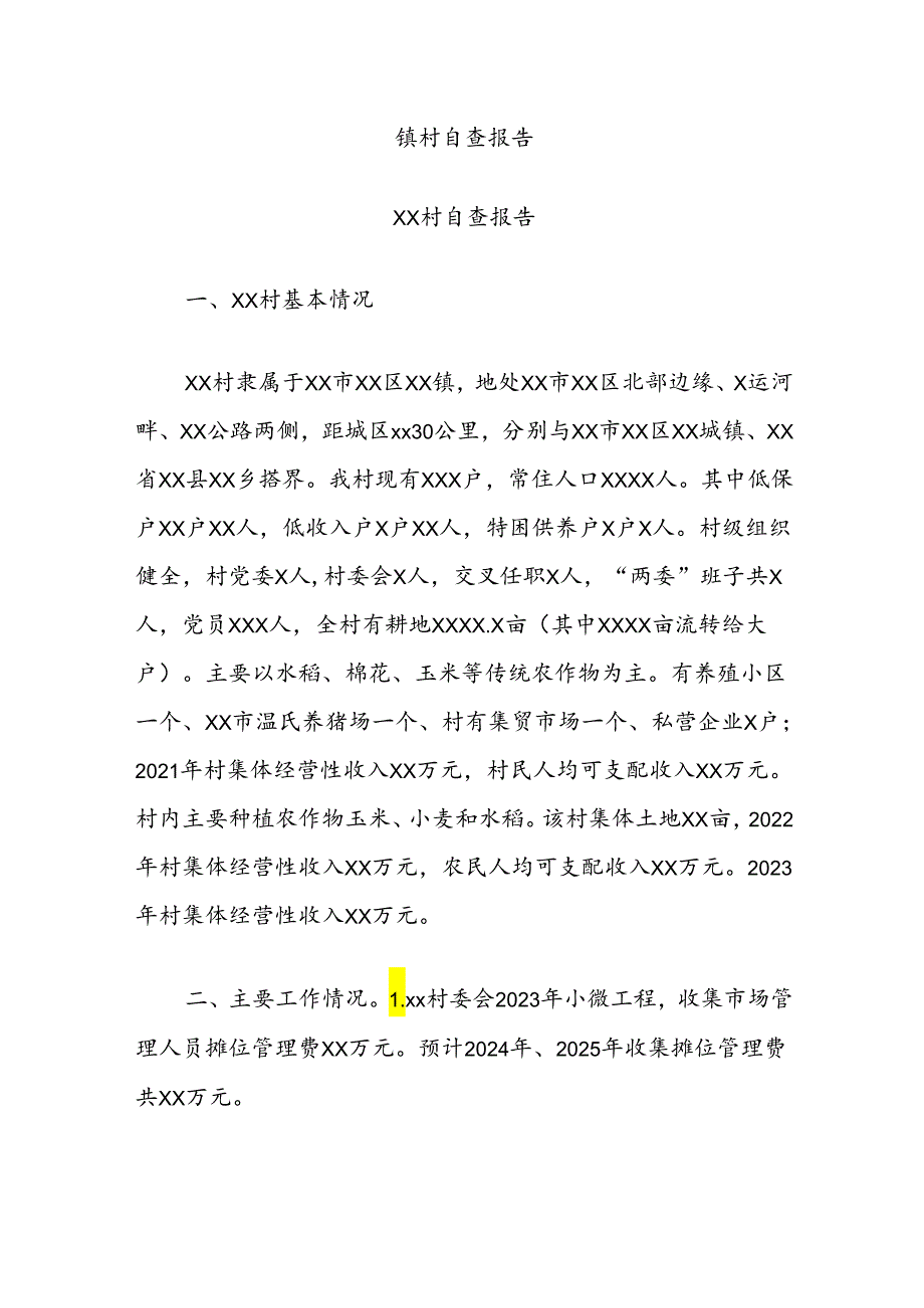 镇村自查报告.docx_第1页